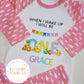 Colorful Dancing Fruits personalized 1st birthday pyjamas for babies, featuring playful fruit designs and soft fabric.