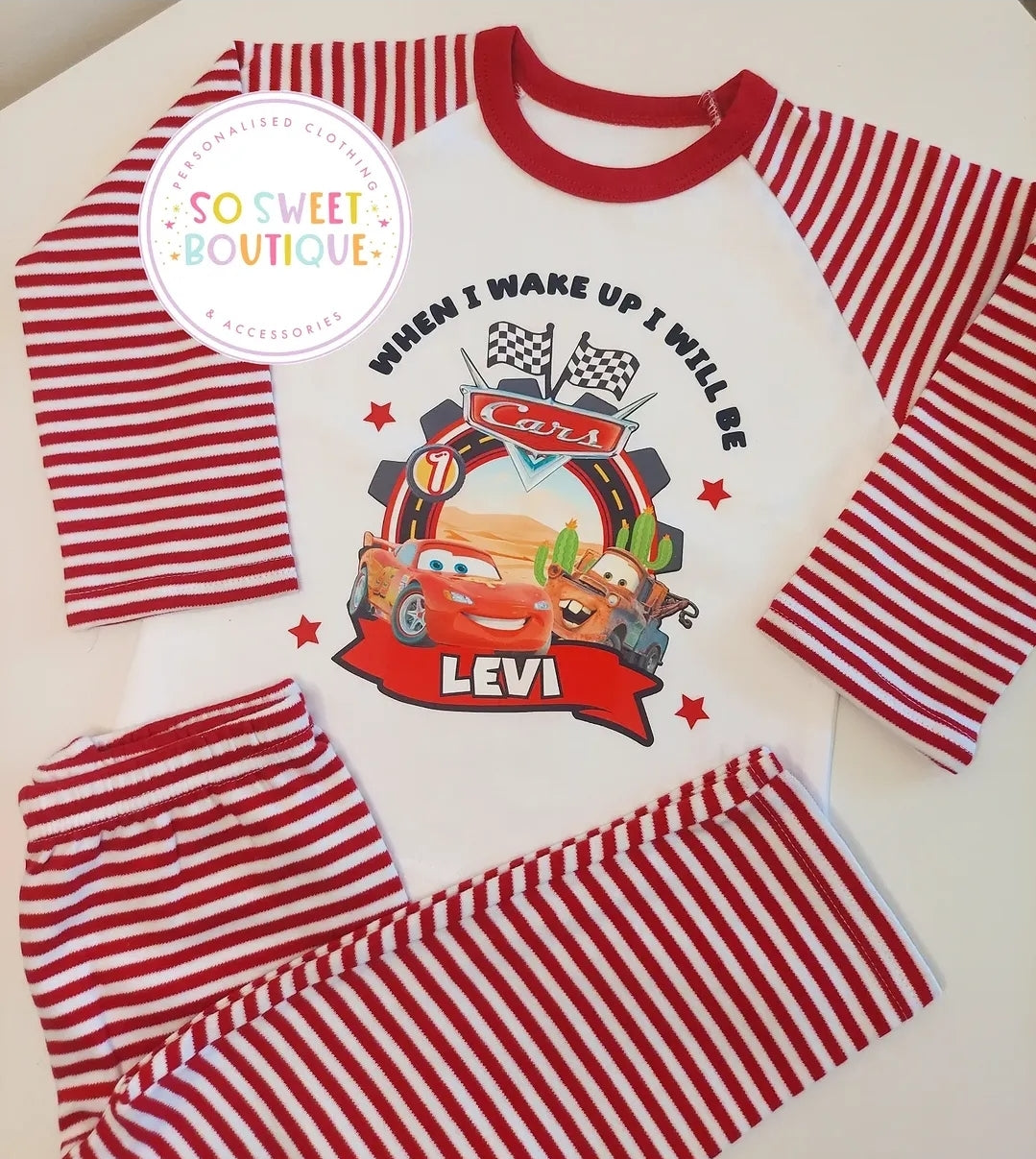 Lightning McQueen Cars When I Wake Up Personalised Birthday Pyjamas