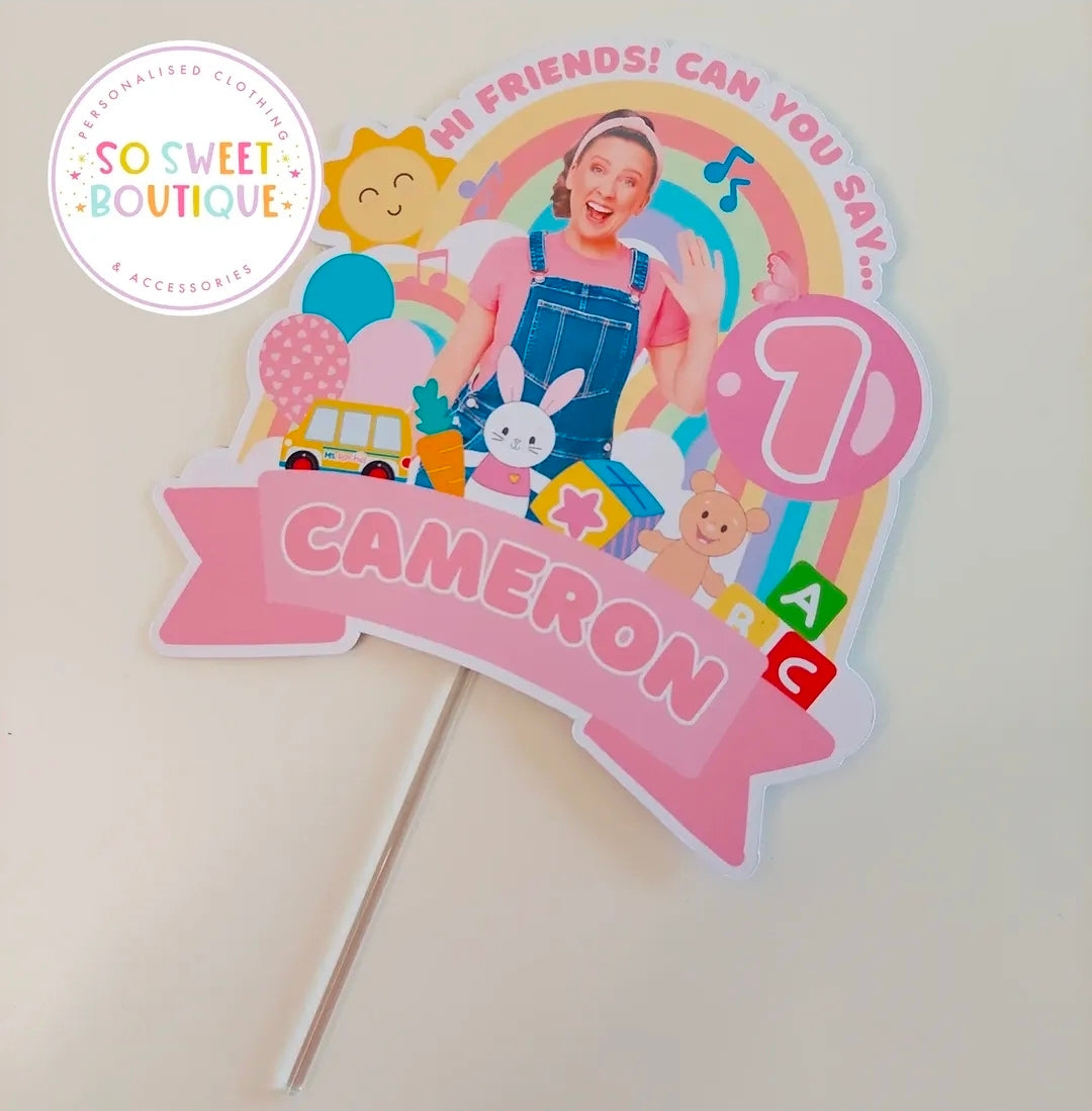 Ms Rachel Pink Personalised Birthday Cake Topper