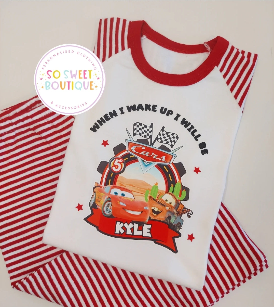 Lightning McQueen Cars When I Wake Up Personalised Birthday Pyjamas
