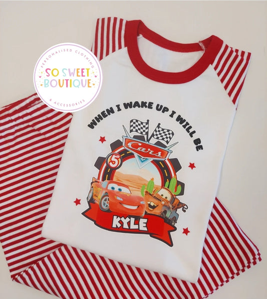 Lightning McQueen Cars When I Wake Up Personalised Birthday Pyjamas