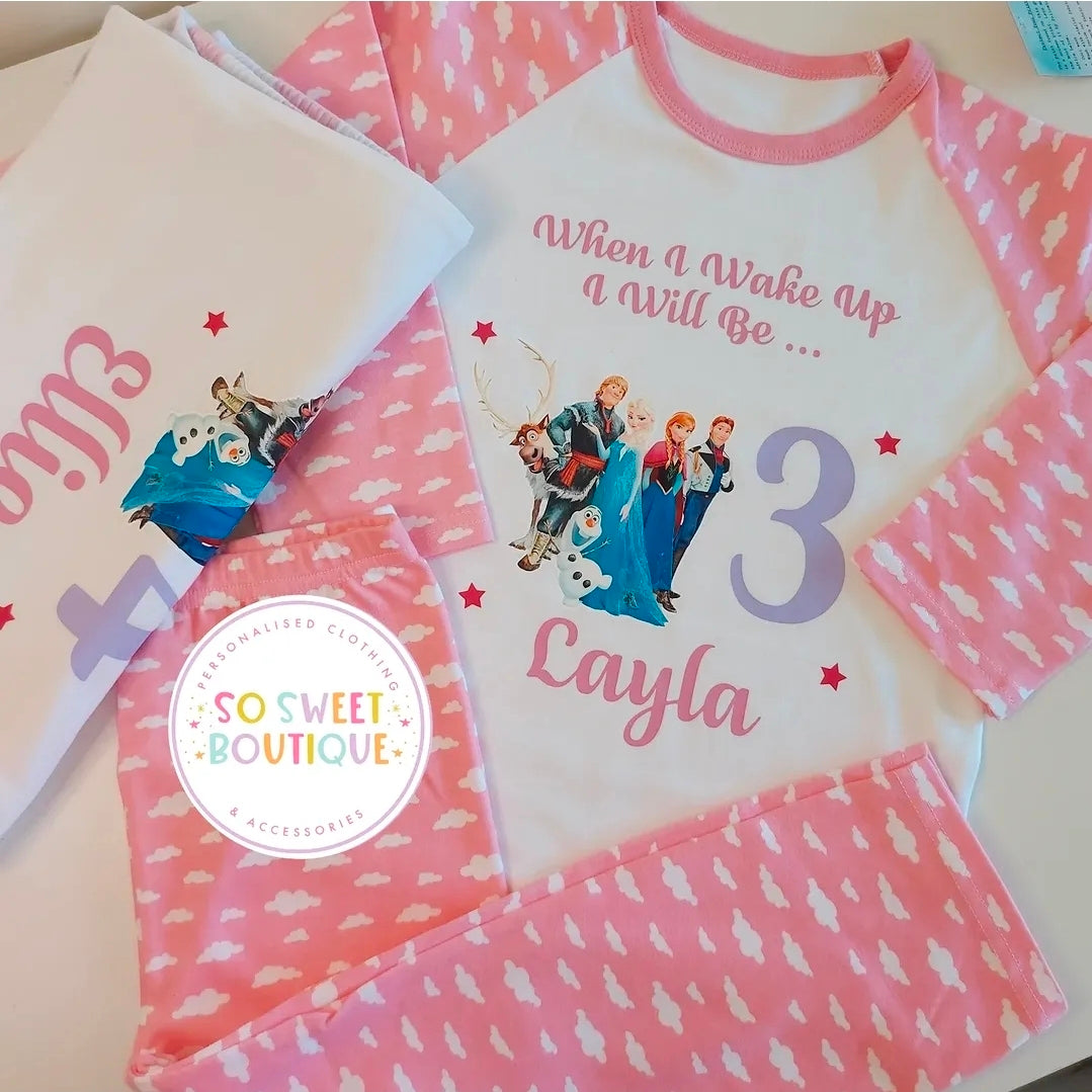 Frozen When I Wake Up Personalised Birthday Pyjamas