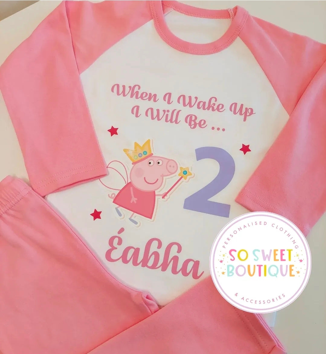 Peppa When I Wake Up Personalised Birthday Pyjamas