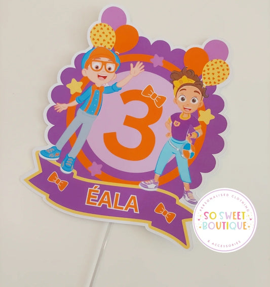 Blippi And Meekah Personalised Birthday Cake Topper
