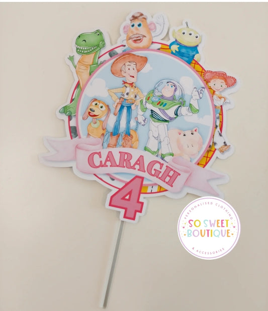 Toy Story Pink Personalised Birthday Cake Topper