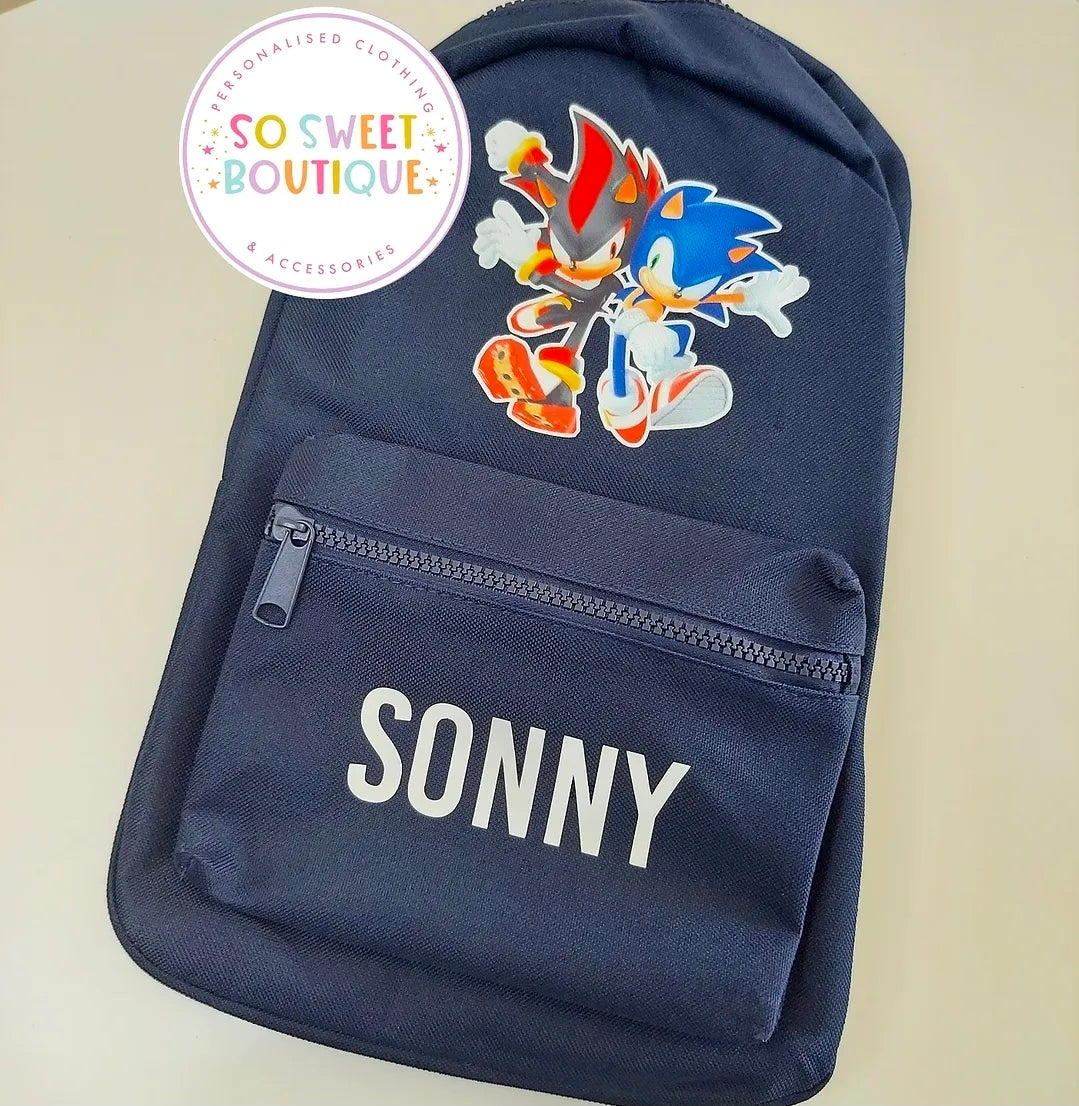Sonic The Hedgehog Personalised Kids Backpack (12 Colour Options)