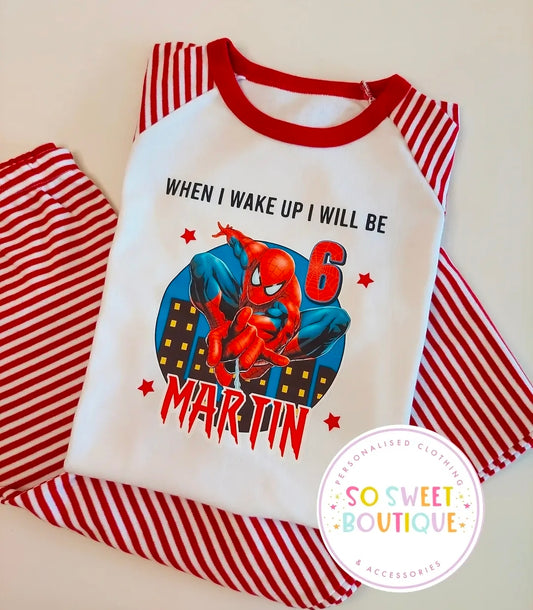 Spiderman When I Wake Up Personalised Birthday Pyjamas