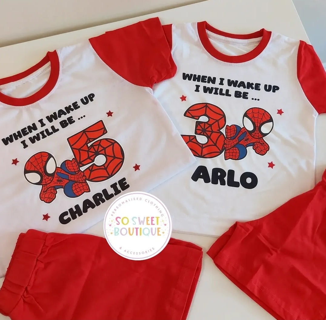 Spiderman When I Wake Up Personalised Birthday Pyjamas