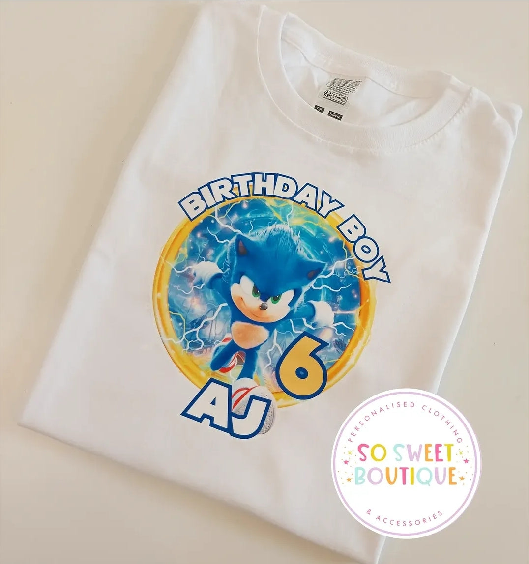Sonic The Hedgehog themed Birthday White T-Shirt