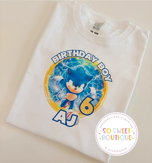 Sonic The Hedgehog themed Birthday White T-Shirt