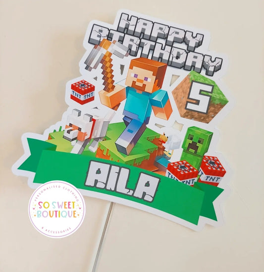 Minecraft Personalised Birthday Cake Topper