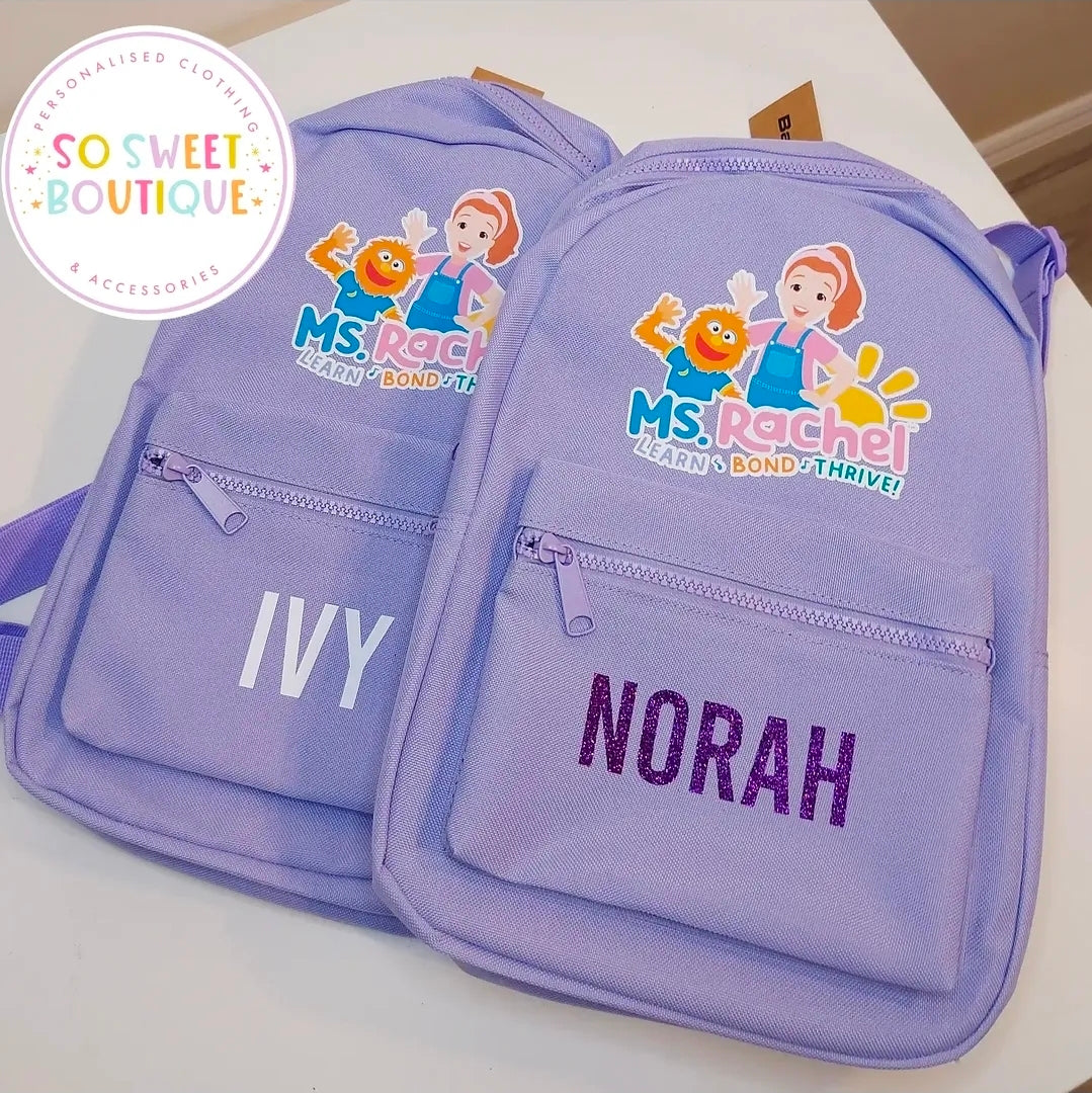 Ms Rachel Personalised 7 Ltr Kids Backpack (12 Colour Options)