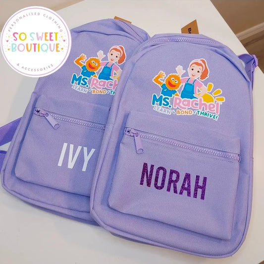 Ms Rachel Personalised 7 Ltr Kids Backpack (12 Colour Options)