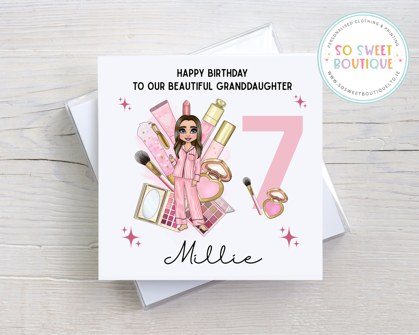 P Louise Beauty Personalised Birthday Card - Brown Hair