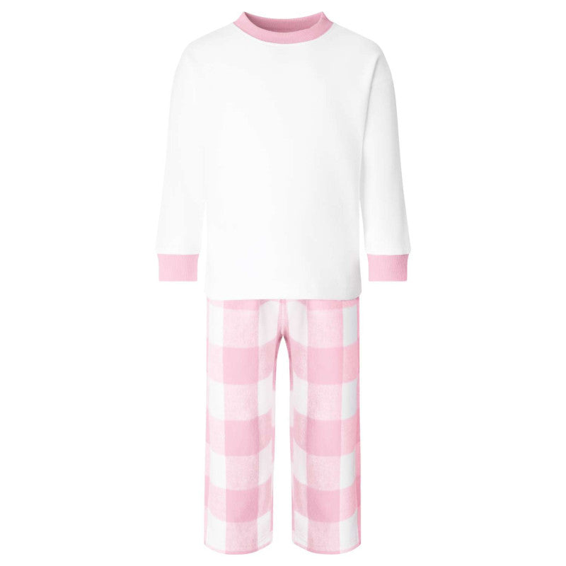 Pink children's check-bottom pyjama set from Ms Rachel's When I Wake Up collection by SoSweetBoutiqueLtd
