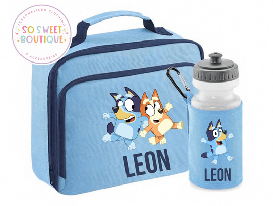 Bluey Personalised Insulated Lunch Bag & Water Bottle Set (3 Colour Options)