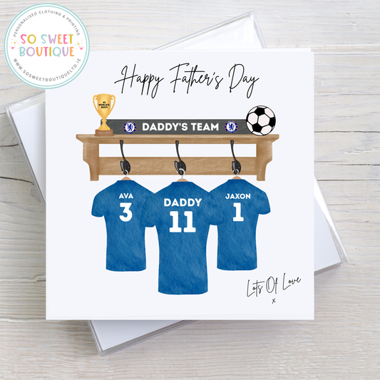 Royal Blue Jersey Football Team Personalised Father's Day Card