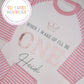 Pink crown style personalized birthday pyjamas for babies, featuring pink and white design, from SoSweetBoutiqueLtd.